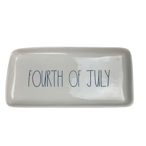 Rae Dunn Fourth of July Tray Serving Desert Ceramic Magenta Artisan Collection